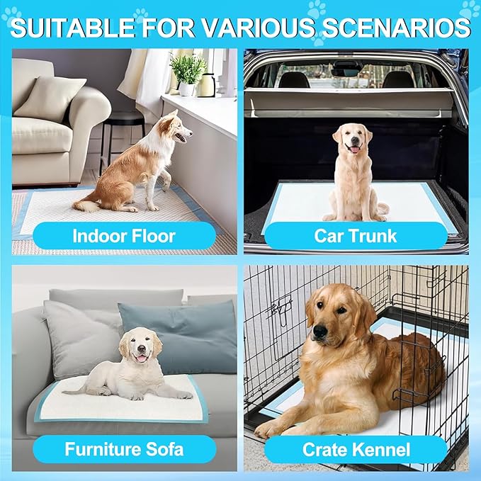 Pee Pads for Dogs 36"x48" 100 Count, Puppy Pads Extra Large, Disposable Thicken Pet Training Pads for Cats Doggie Rabbits, Incontinence Underpads Ultra Absorbent & Quick-Dry, Leakproof Potty Pads