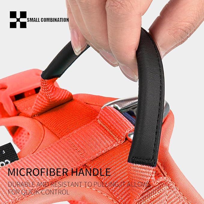 Adjustable Dog Harness with Handle, Padded Comfort,Small, Medium and Large Dogs (Orange, XL)