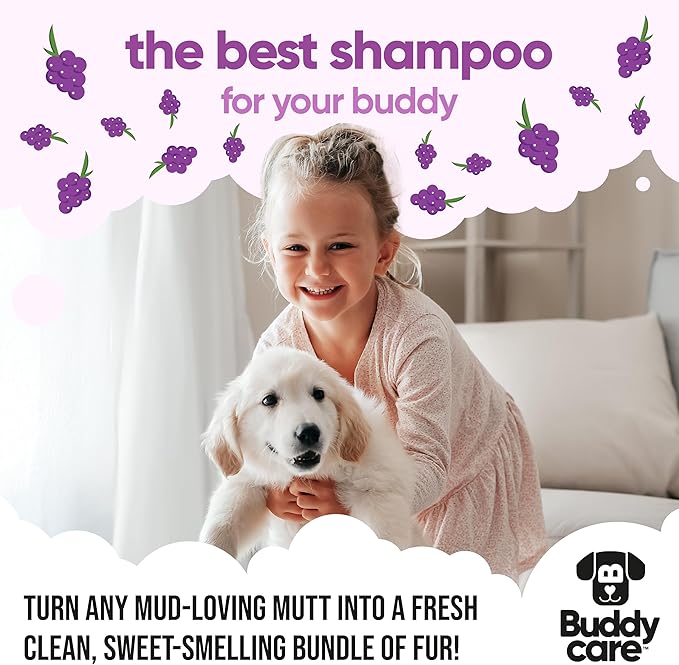 Grape Scented Puppy Shampoo by Buddycare | For Smelly Dogs from 8 Weeks | Aloe Vera & Pro Vitamin B5 (16.90oz)