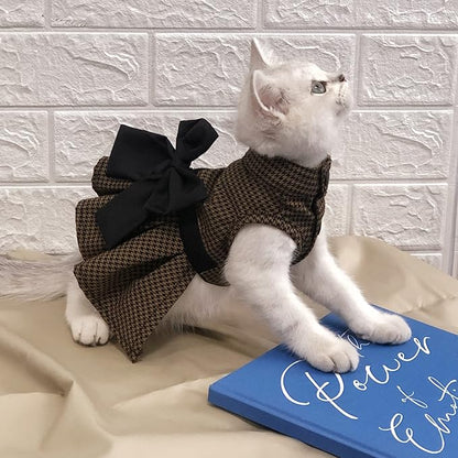 Pet Dresses for Small Dogs Cats Girl, Cute Princess Bowknot Dress Puppy Shirt All Weather Skirt Clothes Cat Apparel for Birthday Wedding Party Holiday (Medium, Yellow&Black)