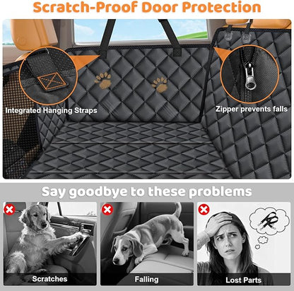 URPOWER Large Back Seat Extender for Dogs, Hard Bottom Dog Car Seat Cover for Extended Cab Trucks, Waterproof Dog Hammock Pet Travel Bed Rear Seat Protector Holds 400lbs for Ford F-150 SuperCab