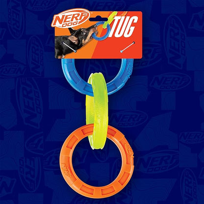 Nerf Dog 11.5in 3-Ring TPR Tug - Blue, Green & Orange