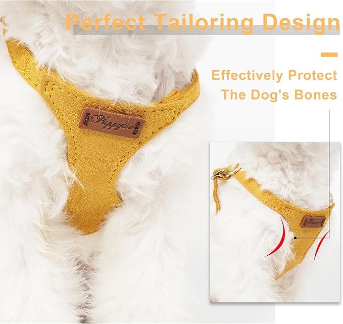 Puppytie No Pull Dog Harness with Multifunction Dog Leash,Soft Adjustable No Choke Escape Proof Pet Harness Vest for Medium Dogs or Large Dogs,Yellow,M