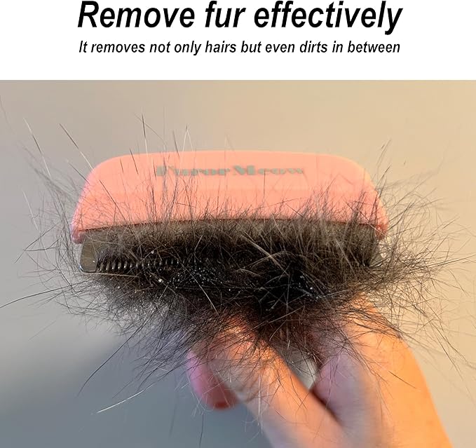 FurorMeow Pet Deshedding Tool with Curve Blade, Cat Grooming Brush, Tight V-shaped Teeth Shedding Comb for Cats and Dogs (Pink, Small)