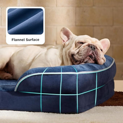 Bedsure Orthopedic Dog Bed Medium Size Dogs - Washable Medium Dog Cat Bed Waterproof, Comfort Pet Couch Sofa with Washable Removable Cover, Pets Bed with Nonskid Bottom, Blue Navy, 28"