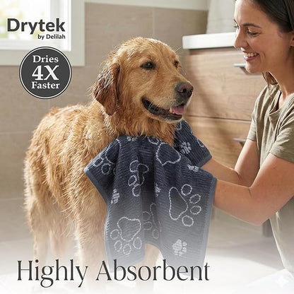 Delilah Home Drytek Dog Towel, Faster Drying, Ultra Absorbent & Odor-Resistant Dog Drying Towel Made from Recycled Bottles, Large 30x54, Quick-Dry & Sand-Resistant for Bath, Beach & Travel (Black)