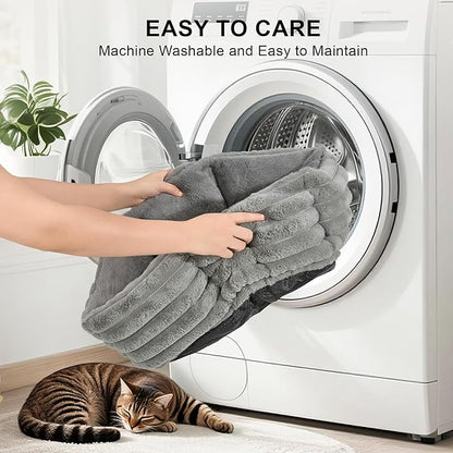 Kimpets Small Dog Bed for Small Dogs, Cat Beds for Indoor Cats, Pet Bed for Puppy and Kitty, Extra Soft & Machine Washable with Anti-Slip & Water-Resistant Oxford Bottom, Grey, 24 inches