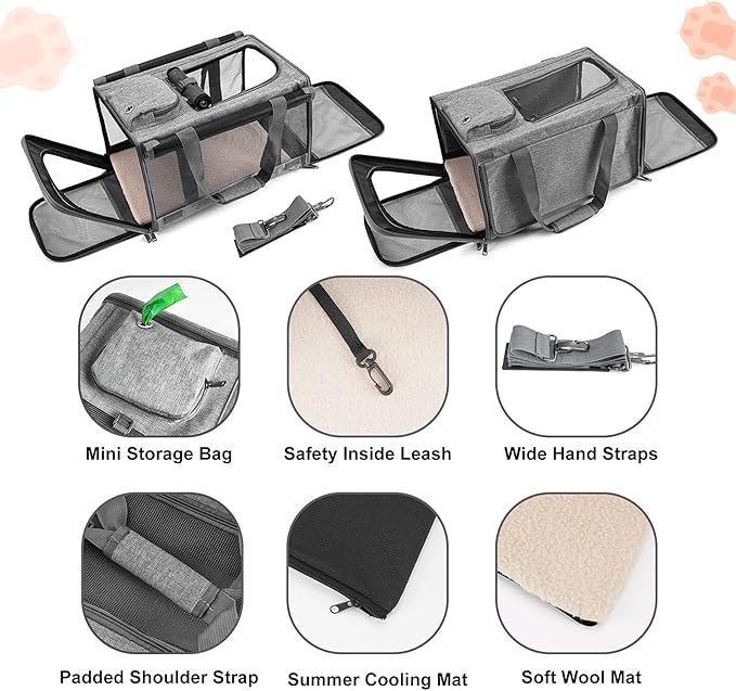 GAPZER Pet Carrier for Large Cats, Soft-Sided Cat Carrier for Medium Big Cats and Puppy up to 20lbs, Washable Dog Carrier Privacy Protection for Home Outdoor Travel