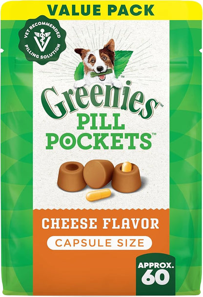 Greenies Pill Pockets for Dogs, Large Size Soft Dog Treats, Cheese Flavor, 15.8 oz. Pouch