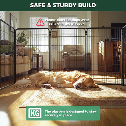 FXW Homeplus Unleashed Indoor Dog Playpen - Stress-Free and Safe Play, Heavy Duty 45 Inch 24 Panels Dog Pen for Medium and Large Dogs, Black│Patented