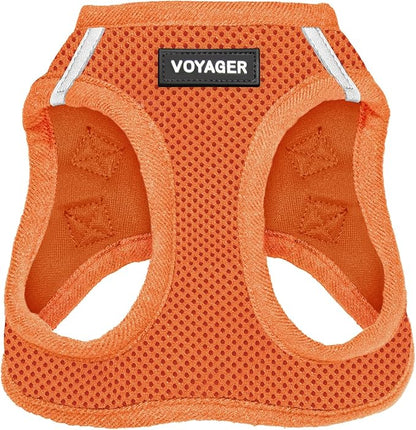 Best Pet Supplies Voyager Step-in Air Harness - All Weather Mesh, Reflective, No Pull Harness for Dogs, Cats - Secure with Hook & Loop Fastener, Buckle, Double D-Rings - Orange, L