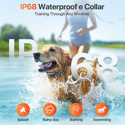 Dog Training Collar, Dog Shock Collar with Remote Control, Electric Shock Collar with 4 Training Modes, IP68 Waterproof Rechargeable e Collar for Large Medium Dogs with Beep Shock and Security Lock