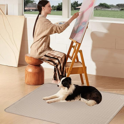 Pee Pads for Dogs, 50" x 35" Extra Large Reusable Silicone Mat, Washable Puppy Training Pads for Potty Training, Non-Slip, Leak-Proof, Indoor Floor Protection (Khaki)