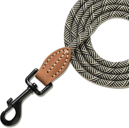Mile High Life Small Dog Leash, Thin Rope Leash with Genuine Leather Connection and Heavy Duty Metal Clasp, Great for Small Medium Dogs(White,48 Inch-1/3)