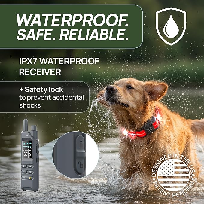 2-in-1 Dog Shock Collar with Remote & 360° LED Safety Lights – 4200FT Range Dog Training Collar, IPX8 Waterproof, 4 Training Modes, Rechargeable E-Collar for Small Medium & Large Dogs (10-120lbs)