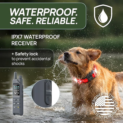 2-in-1 Dog Shock Collar with Remote & 360° LED Safety Lights – 4200FT Range Dog Training Collar, IPX8 Waterproof, 4 Training Modes, Rechargeable E-Collar for Small Medium & Large Dogs (10-120lbs)