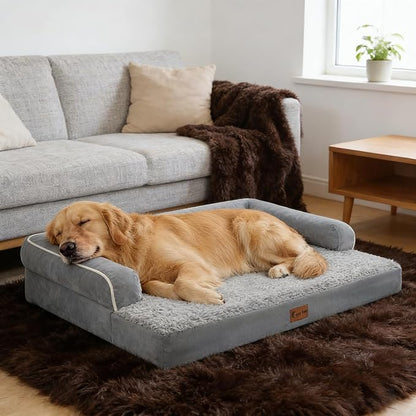 Casa Paw Orthopedic XXL Dog Beds, Waterproof Egg Crate Foam Big Pet Bed for All Breed Sized Dogs 53x42Inch, Washable Extra Large Dog Couch Bed with Removable Cover and Non-Slip Bottom, Grey