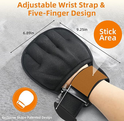 MMGOPET Electrostatic Pet Hair Remover Glove for Cats & Dogs, Patented Adjustable Strap, Reusable Five-Finger Grooming Glove, Non-Slip Fit, Removes Pet Hair from Couch, Carpet, Laundry & Car Seat