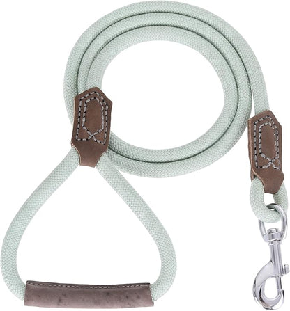 Mile High Life | Premium Leather Dog Leash | Strong Rope Leash | Leather Handle | Zinc Alloy Strong Clasp | Small Medium Large Dogs | 4/5/6 Feet(Green, 48 Inch (Pack of 1))