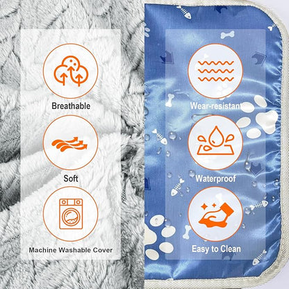ENJOY PET Pet Heating Pad for Cats Dogs, Heated Dog Bed Indoor Dog Heating Pad with Chew Resistant Steel Cord, 12 Level Timer and Temperature Heated Pet Bed Electric Warming Blanket