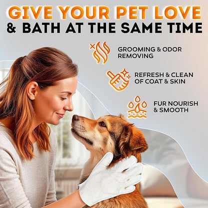 2026 New - Pet Cleaning Glove Wipes for Dogs & Cats – Wet Deodorizing Grooming Gloves for Paws, Body, Ears, Face & Coat – Hypoallergenic Hydrating Lavender Scent – Daily Care & Travel Use – 18 Count