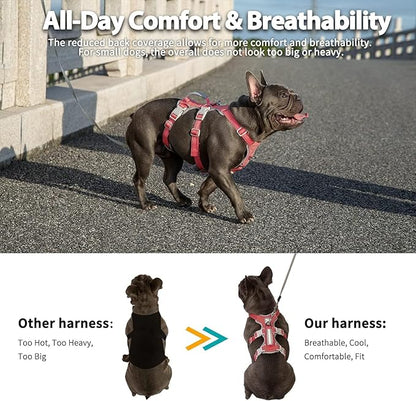 Huntboo No Escape Dog Harness, Escape Proof Harness, Fully Reflective Harness with Padded Handle, Breathable, Durable, Adjustable Vest for Small Dogs Walking,Training,and Running Gear(Red,S)