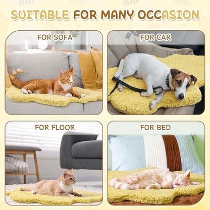 BrightRow 3 Pack Self Warming Pet Bed Leaf Shape Self Heating Cat Dog Mat Washable Thermal Sleeping Pad for Indoor Outdoor Hedgehog, Bunny, Sugar Glider, Rat, Chinchilla(Light Yellow,Large-19 x29)