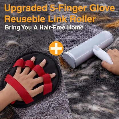 Pet Hair Removal Set, Pet Hair Removal Glove for Dogs & Cats, Roller Pet Hair Remover, 2 in 1 Pet Hair Removal Tool for Clothing, Couch, Furniture&Laundry, Pet Fur Remover
