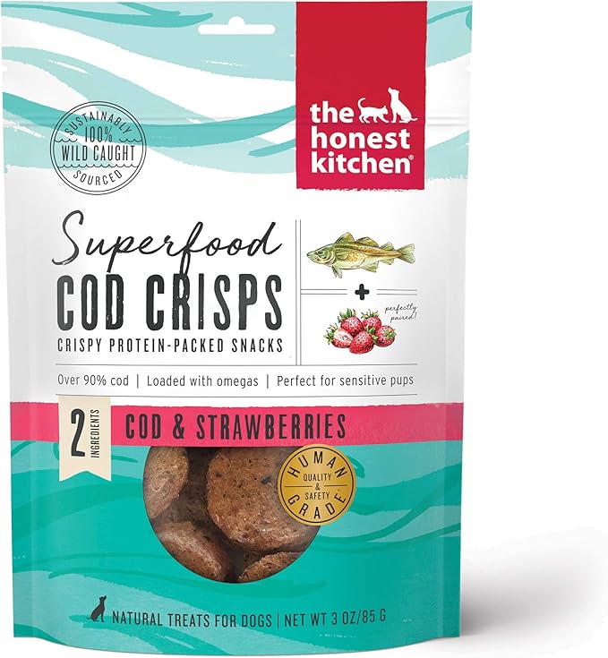 The Honest Kitchen Human Grade Superfood Cod Crisps: Cod & Strawberry, 3 oz