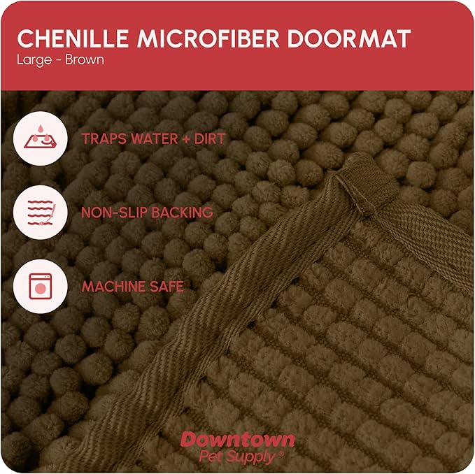 My Doggy Place Dog Mud Mat, 36" x 26" Brown – Thick Microfiber Entry Rug for Snow, Mud & Salt – Absorbent, Quick-Dry, Washer-Safe & Non-Slip, Large
