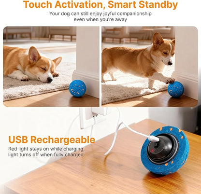 Pubialo Interactive Dog Ball Toys Electric Automatic Moving Dog Toys to Keep Them Busy Rechargeable Smart Rolling Squeaky Ball for Large