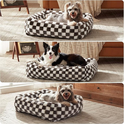 JOEJOY Small Dog Bed for Small Dogs, Rectangle Washable Orthopedic Corduroy Fleece Pet Bed with Removable Zipper Cover, Cute Soft Calming Puppy Bed with Non Skid Bottom