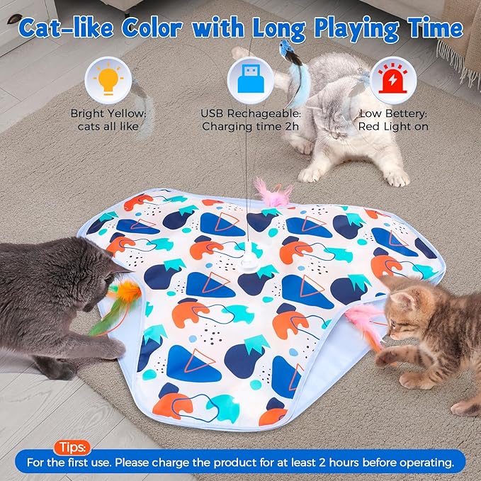 Interactive Cat Toys,Rechargeable Three-in-One Hide-and-Seek Automatic Cat Toy Suitable for Kitten Toys to Interact and Play Automatically, with A Bird-Shaped Cat Toys for Indoor Cats