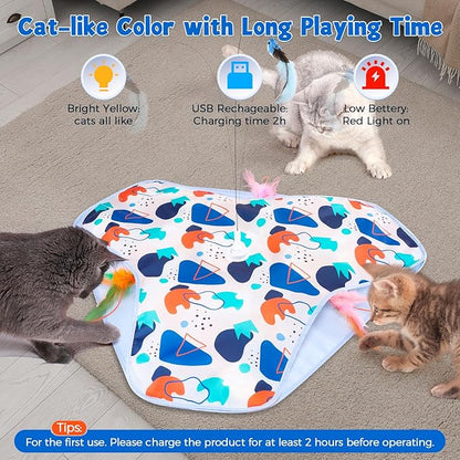 Interactive Cat Toys,Rechargeable Three-in-One Hide-and-Seek Automatic Cat Toy Suitable for Kitten Toys to Interact and Play Automatically, with A Bird-Shaped Cat Toys for Indoor Cats
