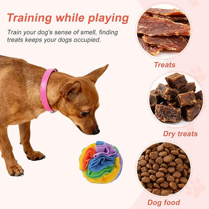 GLIDESMOOTH Snuffle Ball for Dogs, Designed for Small Breeds and Puppies, Interactive Dog Toys, Keeps Pet Busy with Storage Bag Machine Washable, Colorful, Medium