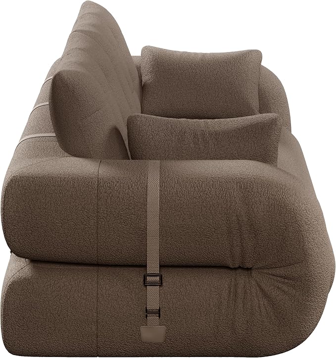 KEIKI 78.7" Human-Sized Dog Bed, 3-in-1 Foldable Sleeper Sofa Bed for Adults, Convertible Floor Couch & Lazy Lounge Sofa Chair, Teddy Fabric Foam-Filled, Brown