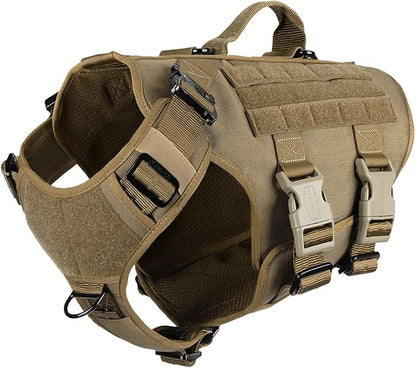 ICEFANG GN3 Tactical Dog Harness with 6X Buckle,Dog Molle Vest with Handle,3/4 Body Coverage,Hook and Loop Panel for ID Patch,No Pulling Front Clip (XL (32"-40" Girth), Coyote Brown)