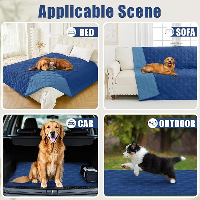 Smiry Waterproof Dog Bed Cover Blanket 40x70, Soft Reversible Pet Blanket, Washable Leakproof Cats Dogs Couch Cover for Sofa, Couch, Furniture, Lattice, Navy/Blue
