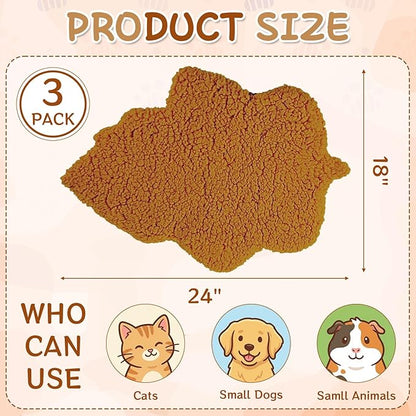 BrightRow 3 Pack Self Warming Pet Bed Leaf Shape Self Heating Cat Dog Mat Washable Thermal Sleeping Pad for Indoor Outdoor Hedgehog, Bunny, Sugar Glider, Rat, Chinchilla(Mixed Colors,Medium-18 x24)