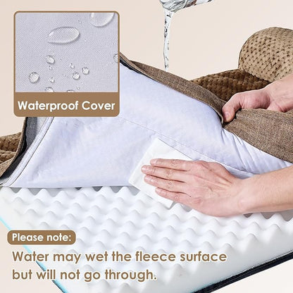 EHEYCIGA Orthopedic Dog Bed Medium Size Dogs, Memory Foam Dog Bed with Washable Removable Cover, Waterproof Pet Sofa Couch for Crate with Nonskid Bottom, 30x20x6, Camel