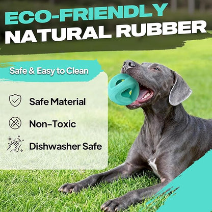 Fida Natural Rubber Dog Balls for Aggressive Chewers, Durable Dog Chew Toys for Large Dogs, Interactive Fetch & Tug of War Toys for Medium Large Breed Non-Toxic Dish Washable,4.5 * 4.5"
