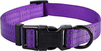 Mile High Life Dog Collar | Nylon Reflective Dog Collars | Light Weight Puppy Collars | Purple Dog Collars for Medium Dogs (Solid Purple, Medium)