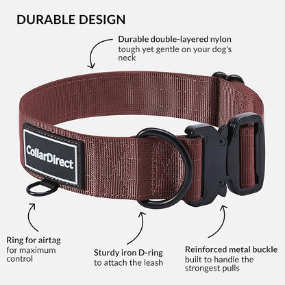 Heavy Duty Dog Collar for Large or Medium Dogs, Adjustable Strong Dog Collar for Active Dogs, Double-Layered Nylon (Rust, 15-23)