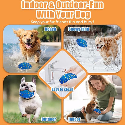 Moonorange 4.72" Indestructible Large Rugby Balls for Aggressive Chewers Durable Olive Bouncy Interactive Football Toy for Dogs Fetch Game Lightweight Floating Outdoor Training, Blue