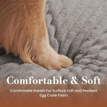 Cozila Extra Large Dog Bed for Crate, Orthopedic Dog Bed with Waterproof Lining, Soft Short Plush Surface & Egg Crate Foam, Machine Washable Pet Bed with Removable Cover & Anti Slip Bottom