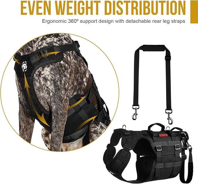 OneTigris Dog Lift Harness for Large Dogs, Dog Hip Support Brace, Full Body Dogs Lifter with Handles Invictus Multifunctional Mobility Assistance Vest for Back Legs (Black, Medium)