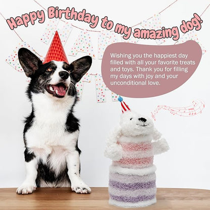 Fuzzwoof Birthday Cake Dog Toy, Singing and Dancing Birthday Songs, Interactive Dog Toys, Plush Stuffed Puppy Toys with Echo Function Feature, Happy Birthday Gift for Dogs