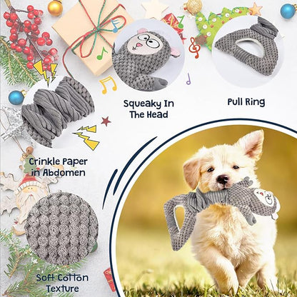 Dog Squeaky Toys, Sheep Crinkle Plush Stuffing Dog Toys for Puppy Teething，Tug of War Dogs Toy to Keep Them Busy for Small, Medium and Large Dogs (Gray)
