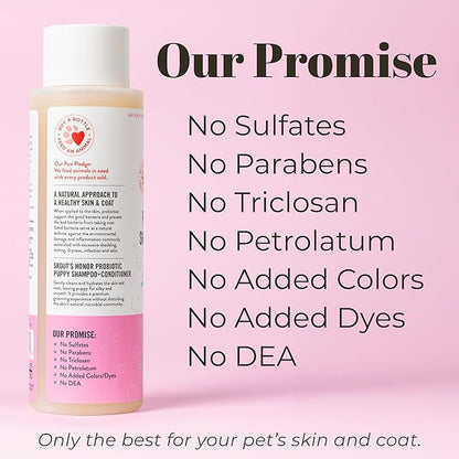 Skout’s Honor Probiotic Natural Dog Shampoo and Conditioner with Avocado Oil & Omega-3s, Gentle Puppy Shampoo, Hydrating Dog Conditioner, 97% Natural, Paraben & Sulfate-Free, Cruelty-Free, 16 oz