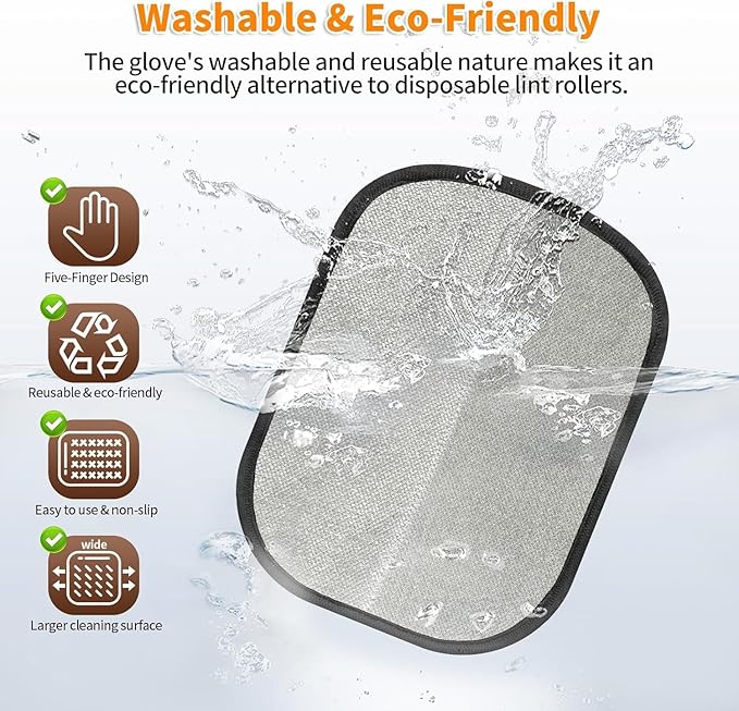 Pet Hair Removal Gloves for Dogs & Cats - Electrostatic Grooming & Deshedding Glove for Furniture Car Clothes - Reusable Easy Clean Bonding Brush Mitt
